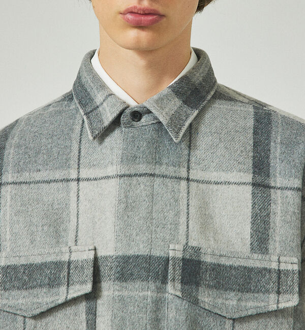 ABAHOUSE「【シャギー素材】ネルチェック オーバーサイズ CPOシャツ /シャツブルゾン」|ブルゾン・スタジャン|