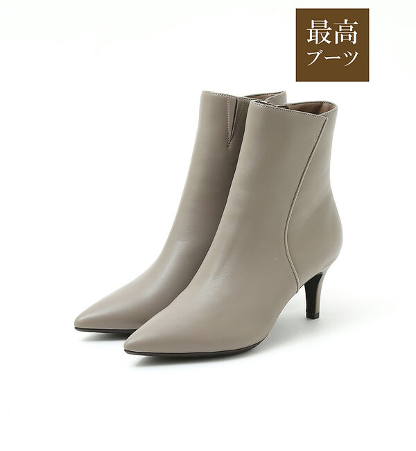 AU BANNISTER「【最高ブーツ/ 6.5cmヒール】ポインテッドトゥショートブーツ」|ショートブーツ|グレージュ