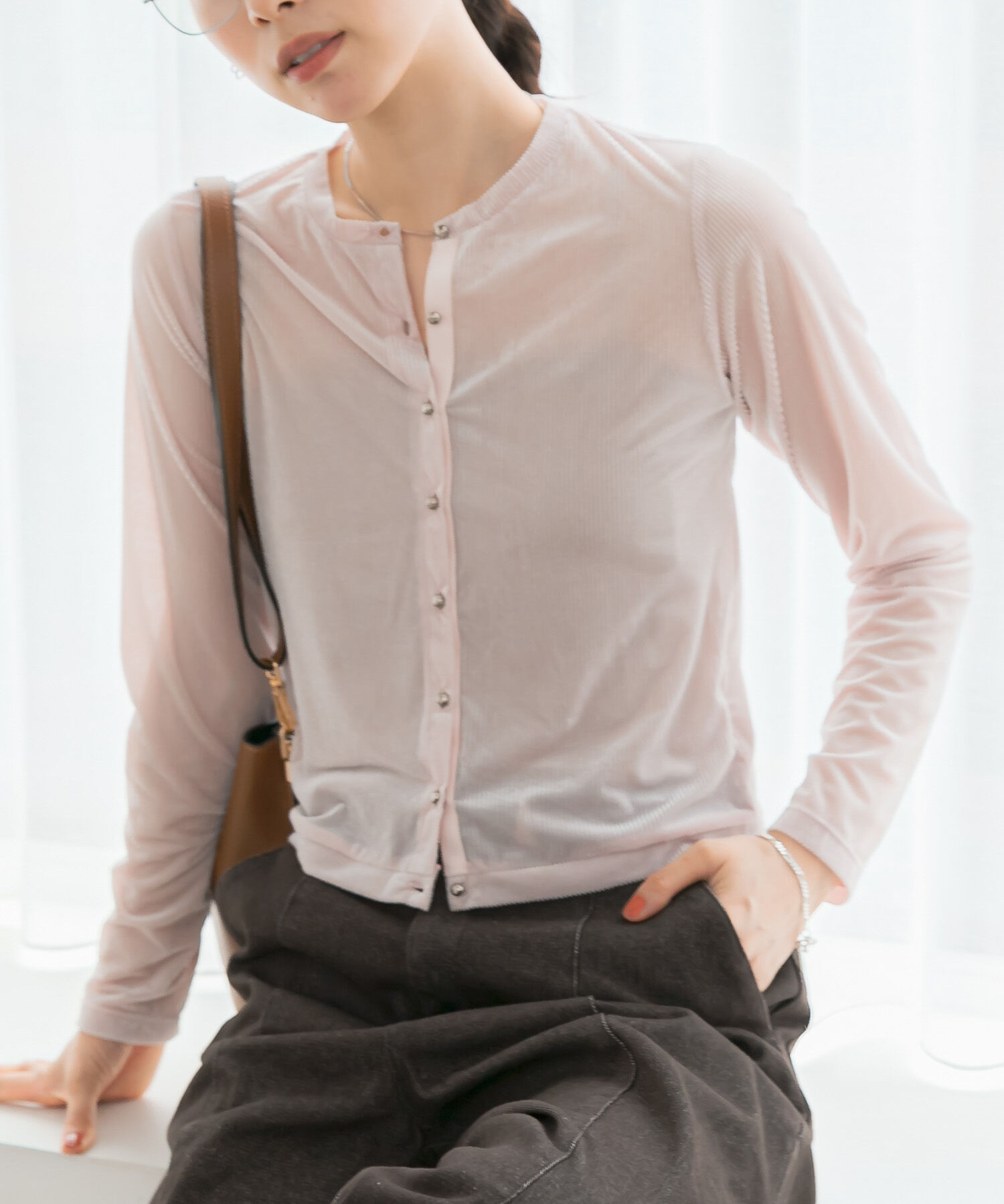 URBAN RESEARCH ROSSO「F by ROSSO　シアーリブベロアコンパクトカーディガン」|カーディガン|