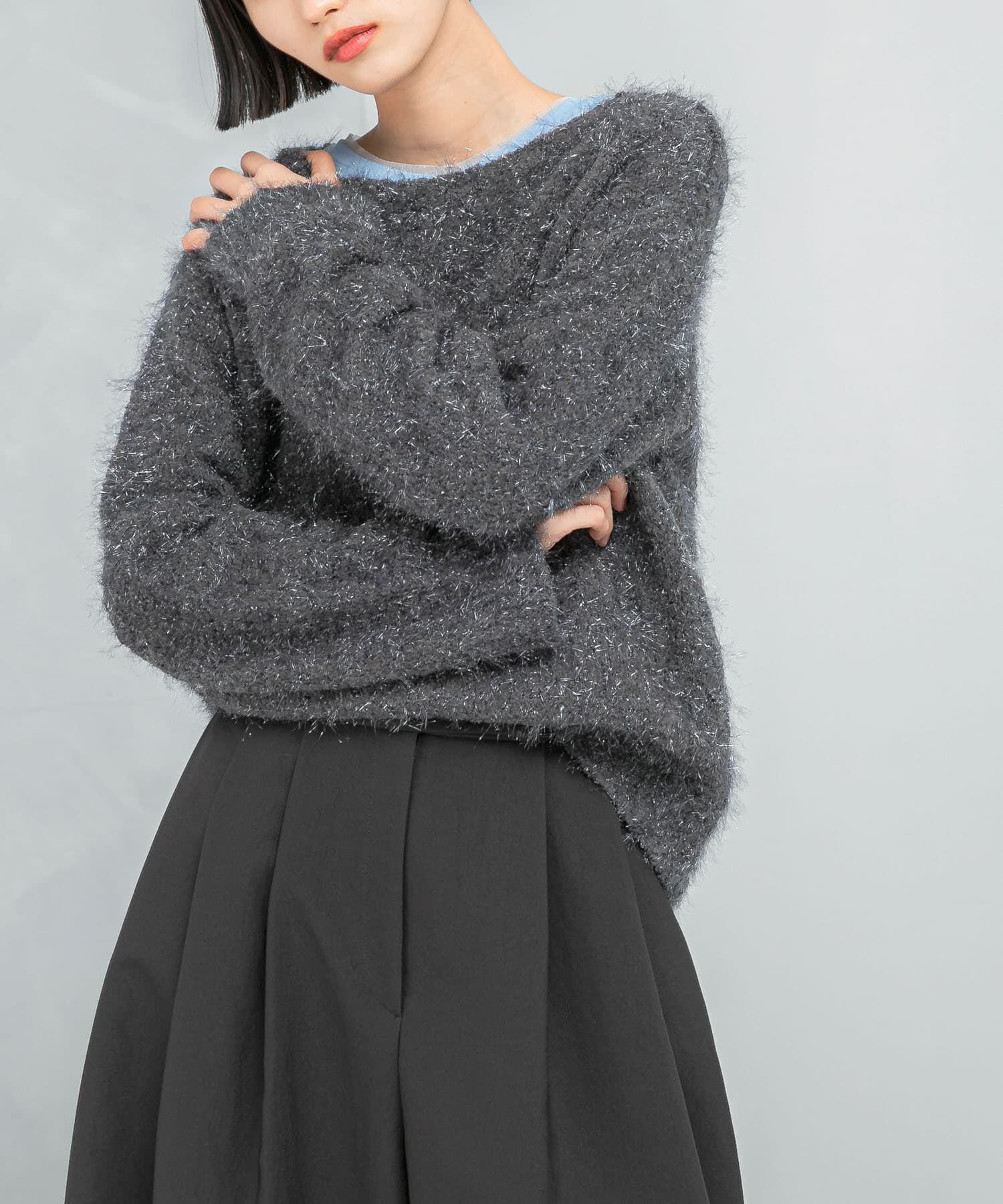 URBAN RESEARCH ROSSO「ラメシャギーニットプルオーバー」|ニット・セーター|チャコールグレー