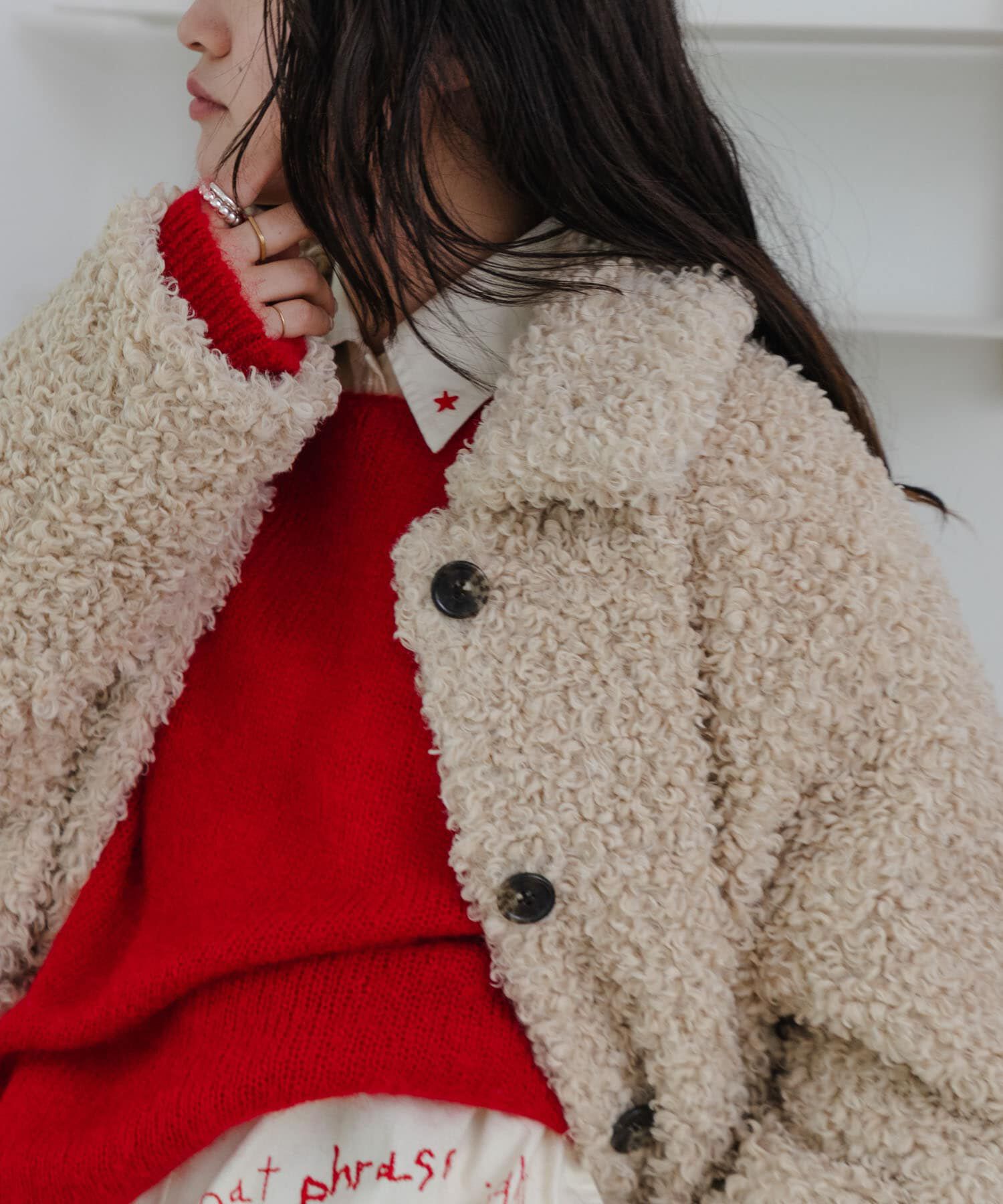 URBAN RESEARCH「ECOPELカーリーファーコート」|ノーカラーコート|