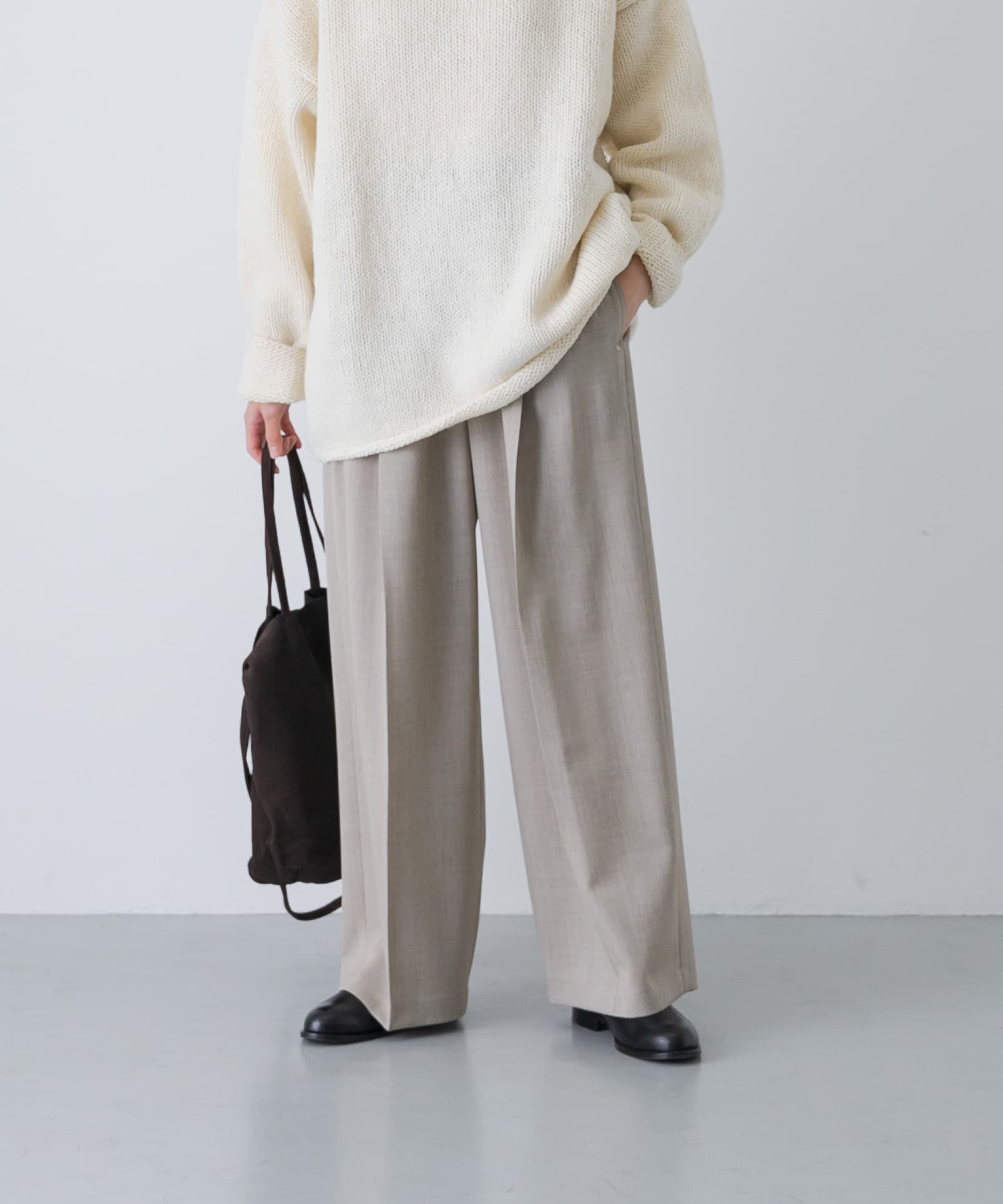 かぐれ「ウォッシャブルウールツイルパンツ」|その他|ベージュ