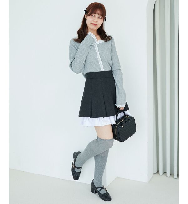  「配色フリルプリーツスカート」|スカート|