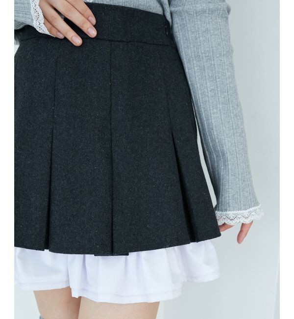  「配色フリルプリーツスカート」|スカート|