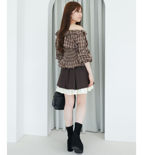  「配色フリルプリーツスカート」|スカート|