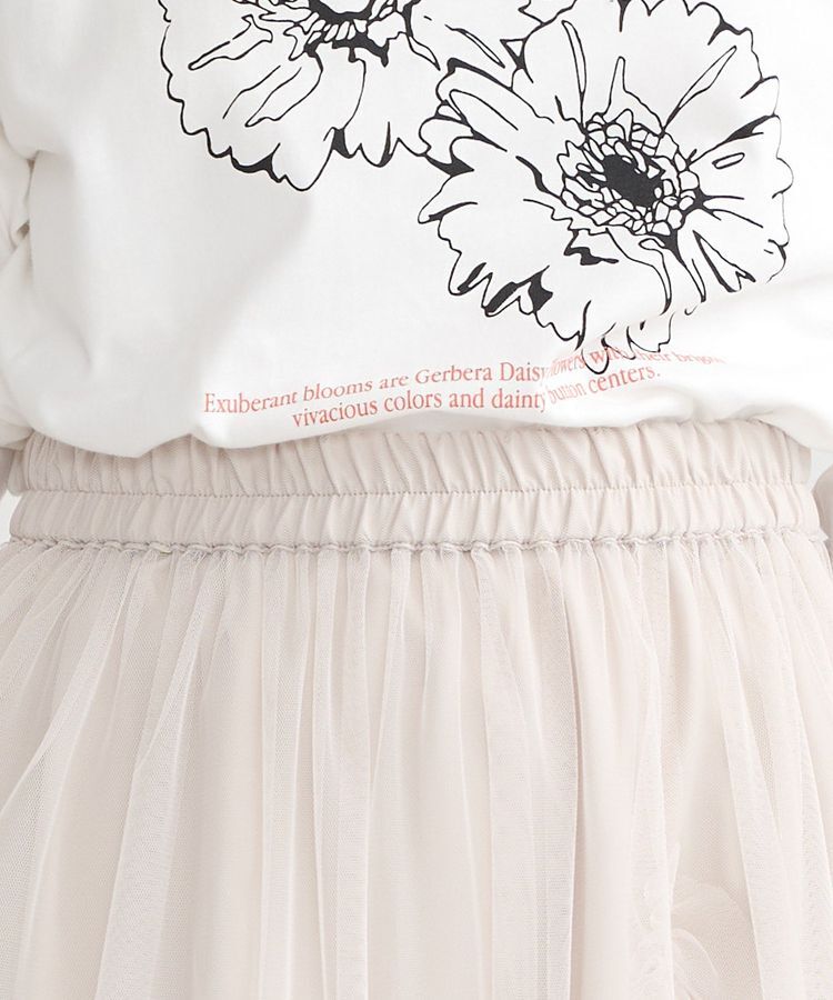 earth music&ecology「チュールアシンメトリーフリルスカート」|フレア|