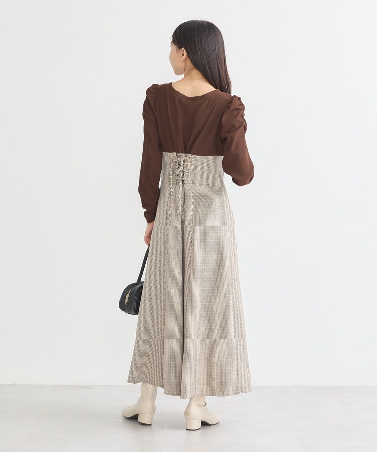 earth music&ecology「リブカットソードッキングワンピース」|ワンピース|