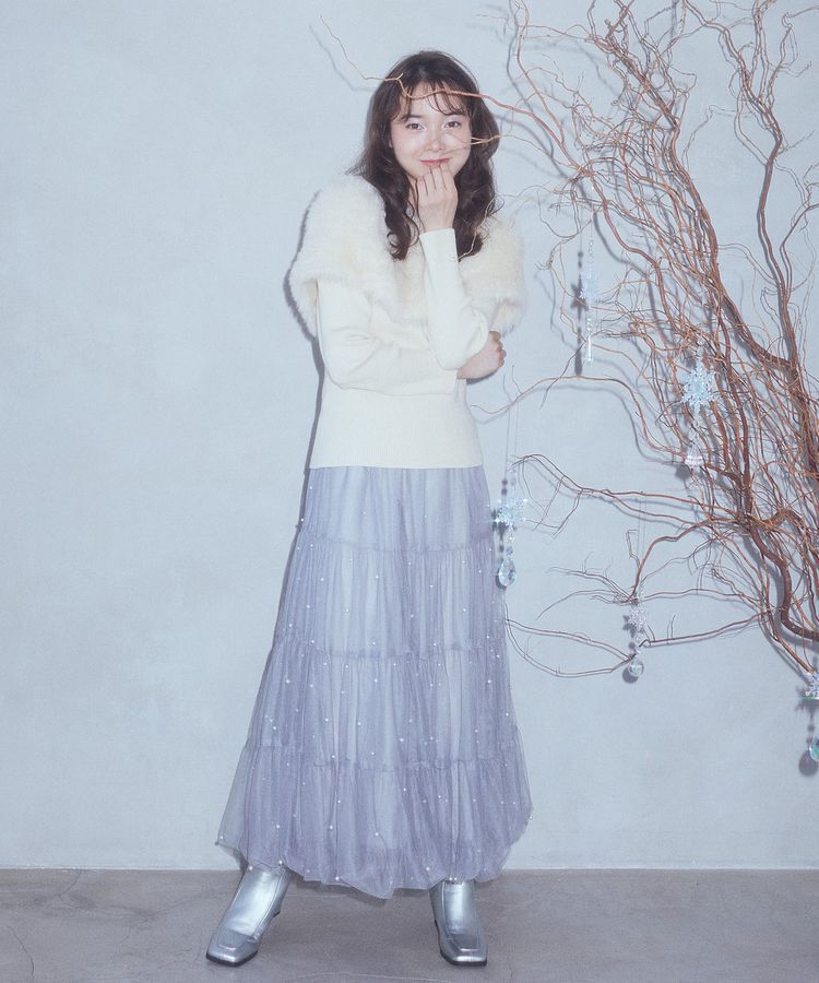 earth music&ecology「チュールパールスカート」|フレア|