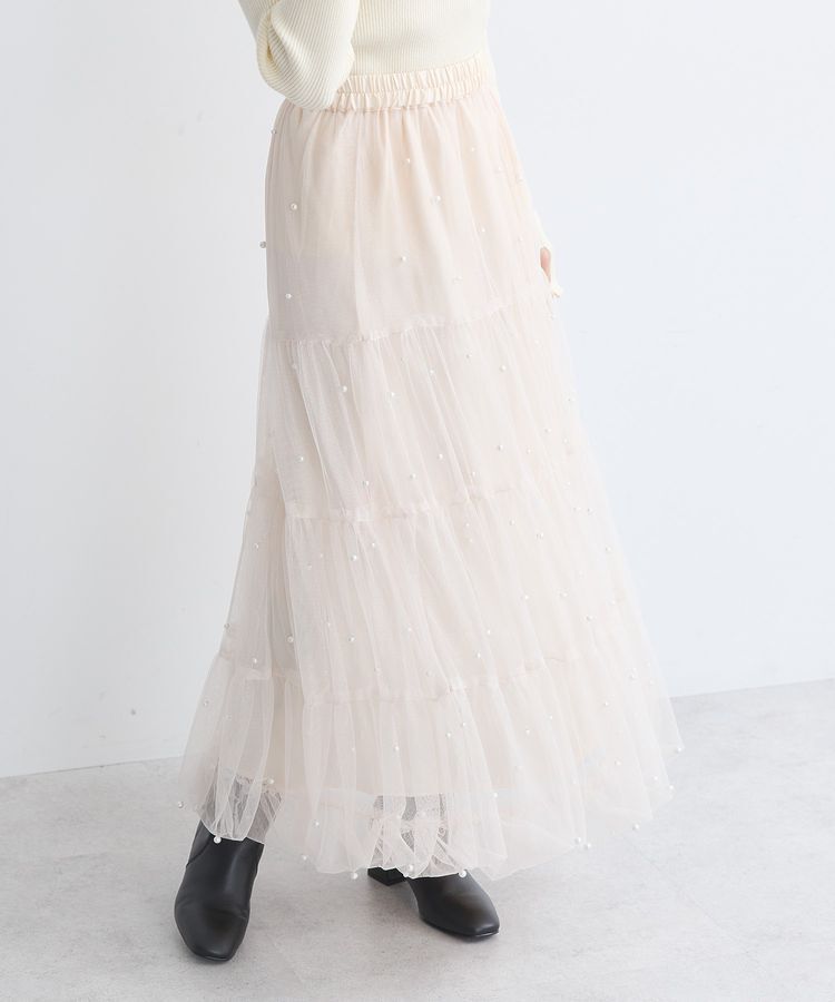 earth music&ecology「チュールパールスカート」|フレア|