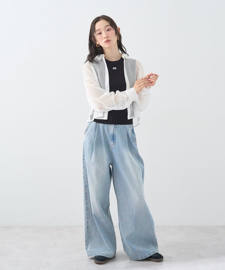 earth music&ecology「メッシュストライプショートシャツ」|シャツ・ブラウス|