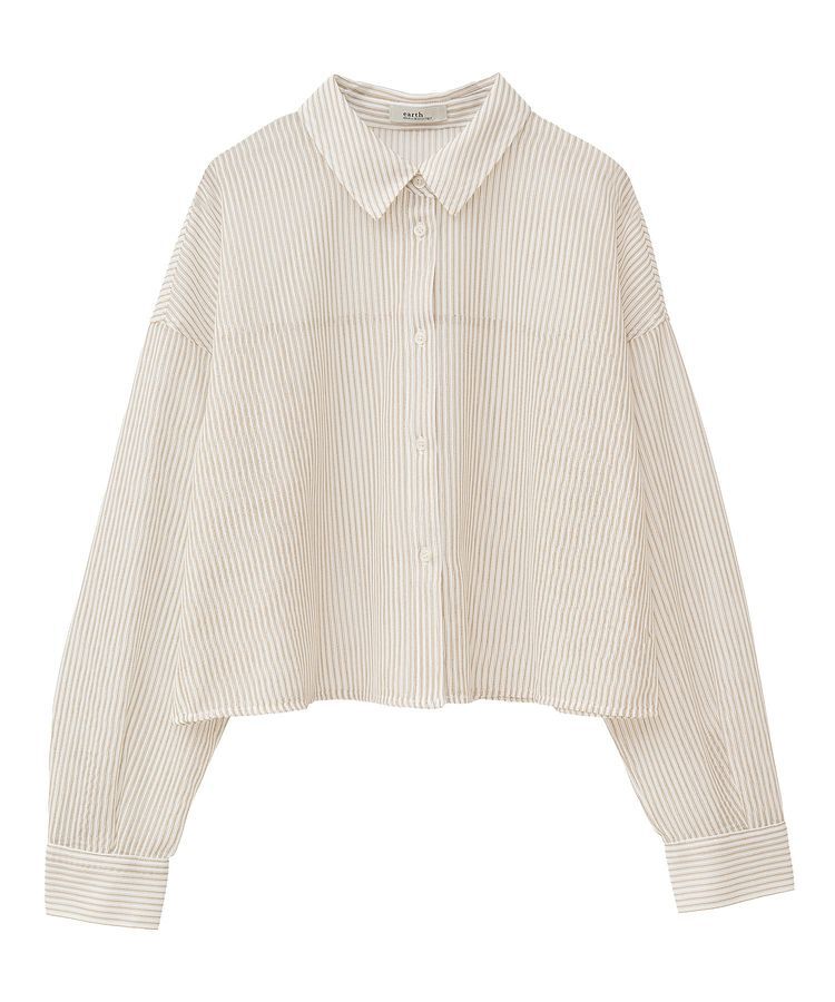 earth music&ecology「メッシュストライプショートシャツ」|シャツ・ブラウス|