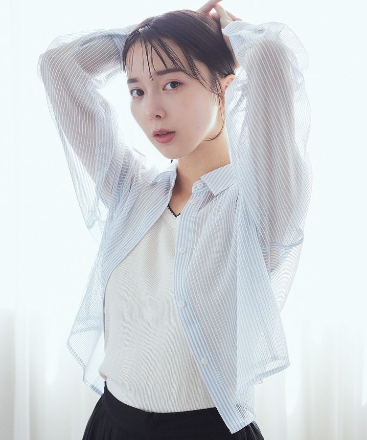 earth music&ecology「メッシュストライプショートシャツ」|シャツ・ブラウス|Sax