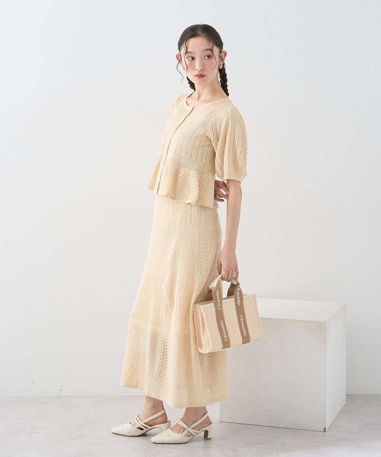 earth music&ecology「SET2点レース編みペプラムカーデ＋スカート」|スーツ|