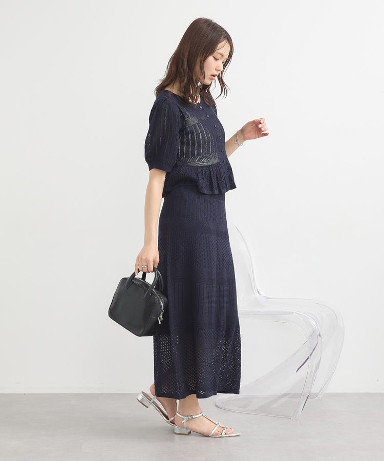 earth music&ecology「SET2点レース編みペプラムカーデ＋スカート」|スーツ|