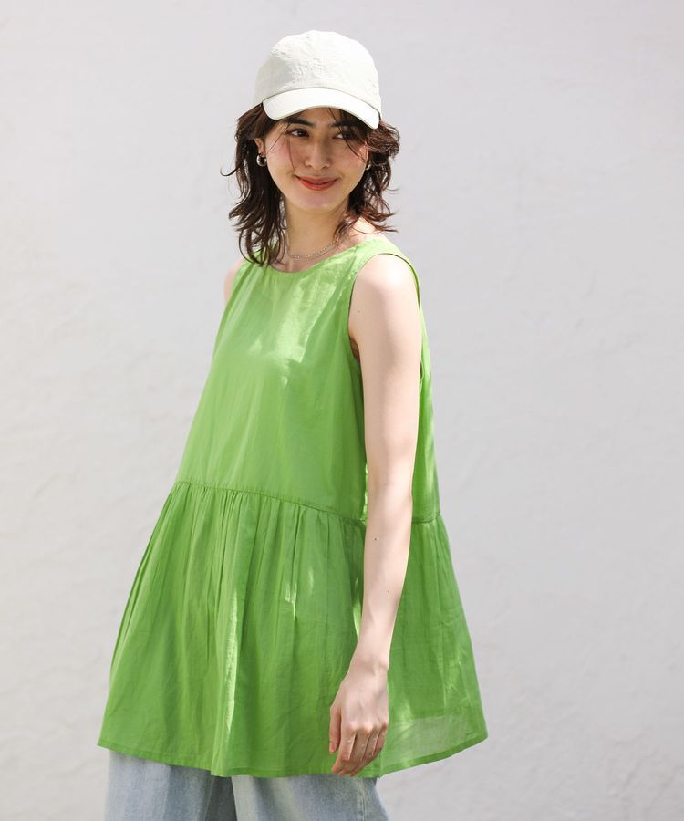 Green Parks「インド綿 SET2点 ギャザーシャツ+布帛インナー」|シャツ・ブラウス|