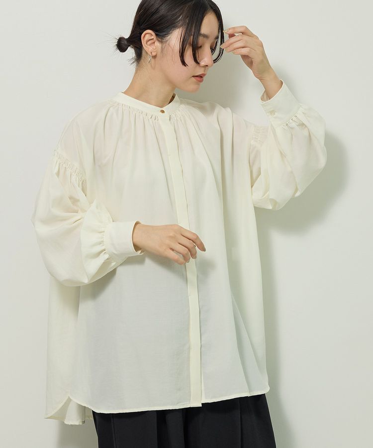 armonia「ease blue.バックシャーリングブラウス」|シャツ・ブラウス|