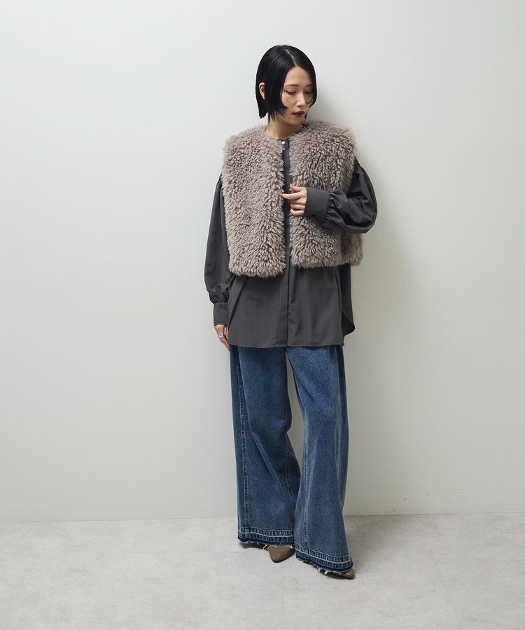 armonia「ease blue.バックシャーリングブラウス」|シャツ・ブラウス|