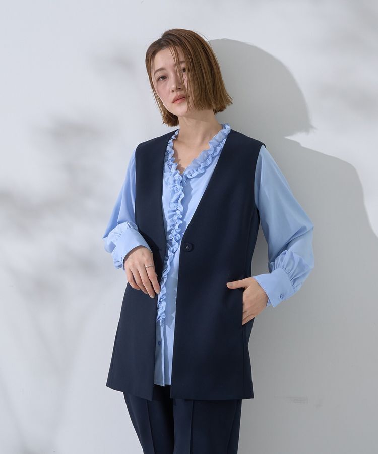 YECCA VECCA「フリルVネックブラウス」|シャツ・ブラウス|