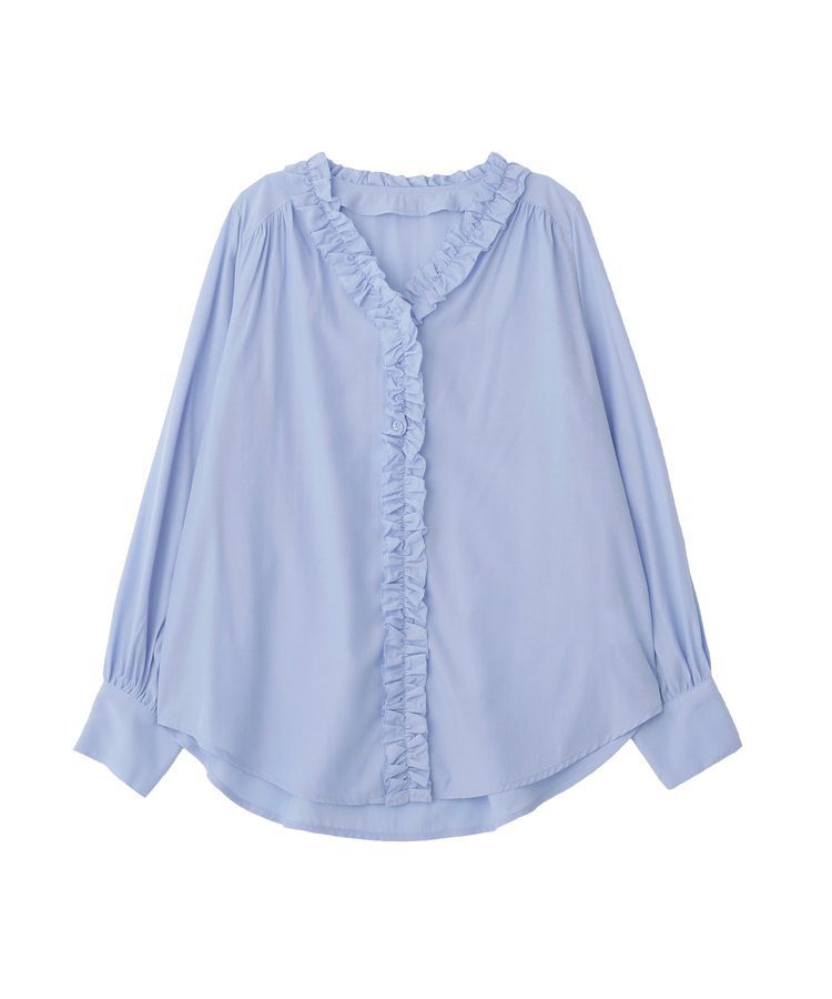 YECCA VECCA「フリルVネックブラウス」|シャツ・ブラウス|