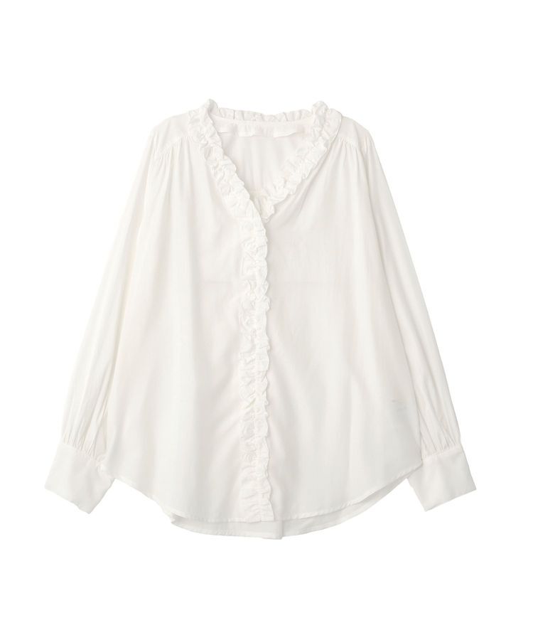 YECCA VECCA「フリルVネックブラウス」|シャツ・ブラウス|