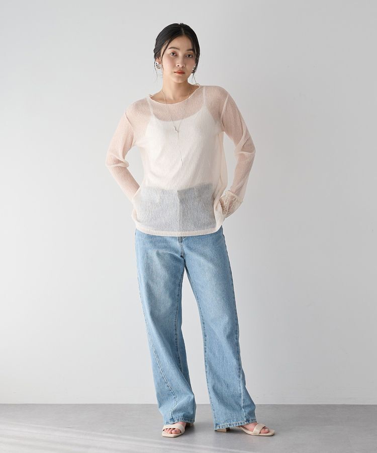 YECCA VECCA「袖レースシアートップス」|Tシャツ・カットソー|