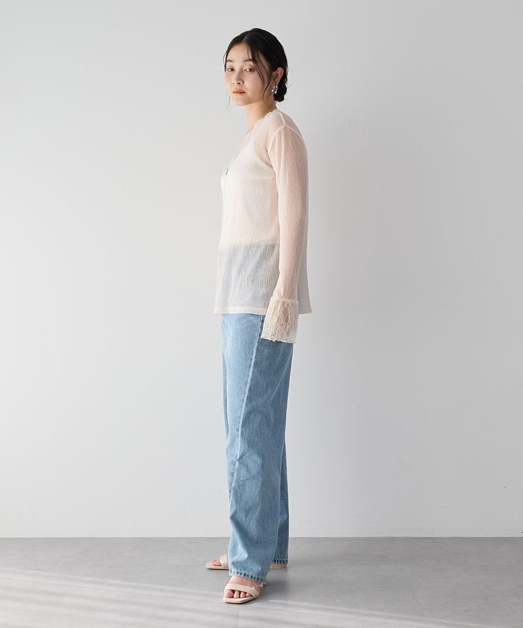 YECCA VECCA「袖レースシアートップス」|Tシャツ・カットソー|