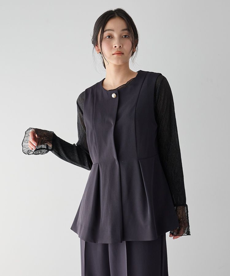 YECCA VECCA「袖レースシアートップス」|Tシャツ・カットソー|