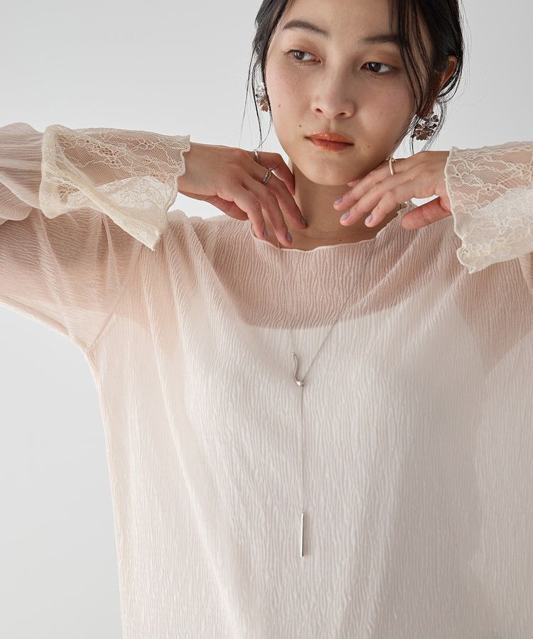 YECCA VECCA「袖レースシアートップス」|Tシャツ・カットソー|