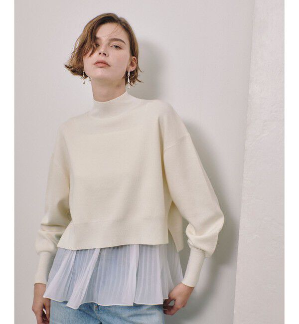 allureville「セットシアーペプラムプルオーバー」|ニット・セーター|オフホワイト