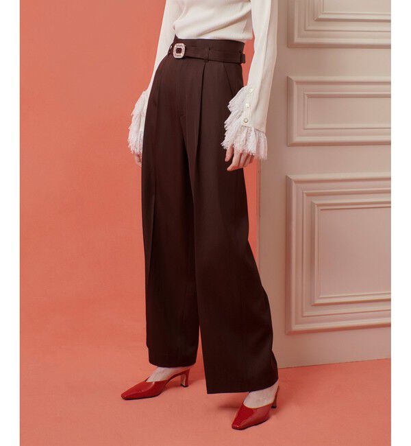 LOULOU WILLOUGHBY「【LOULOU WILLOUGHBY】ビジューバックルパンツ」|チノ|