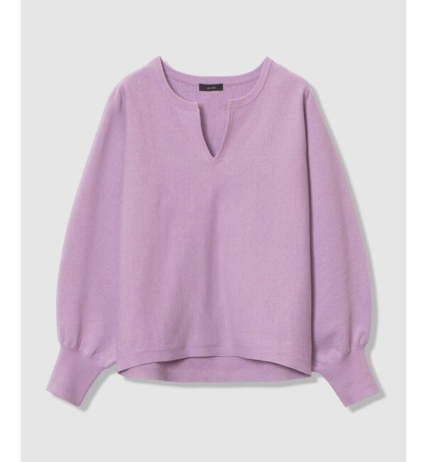 allureville「コットンインレードルマンスリーブプルオーバー」|ニット・セーター|ラベンダー