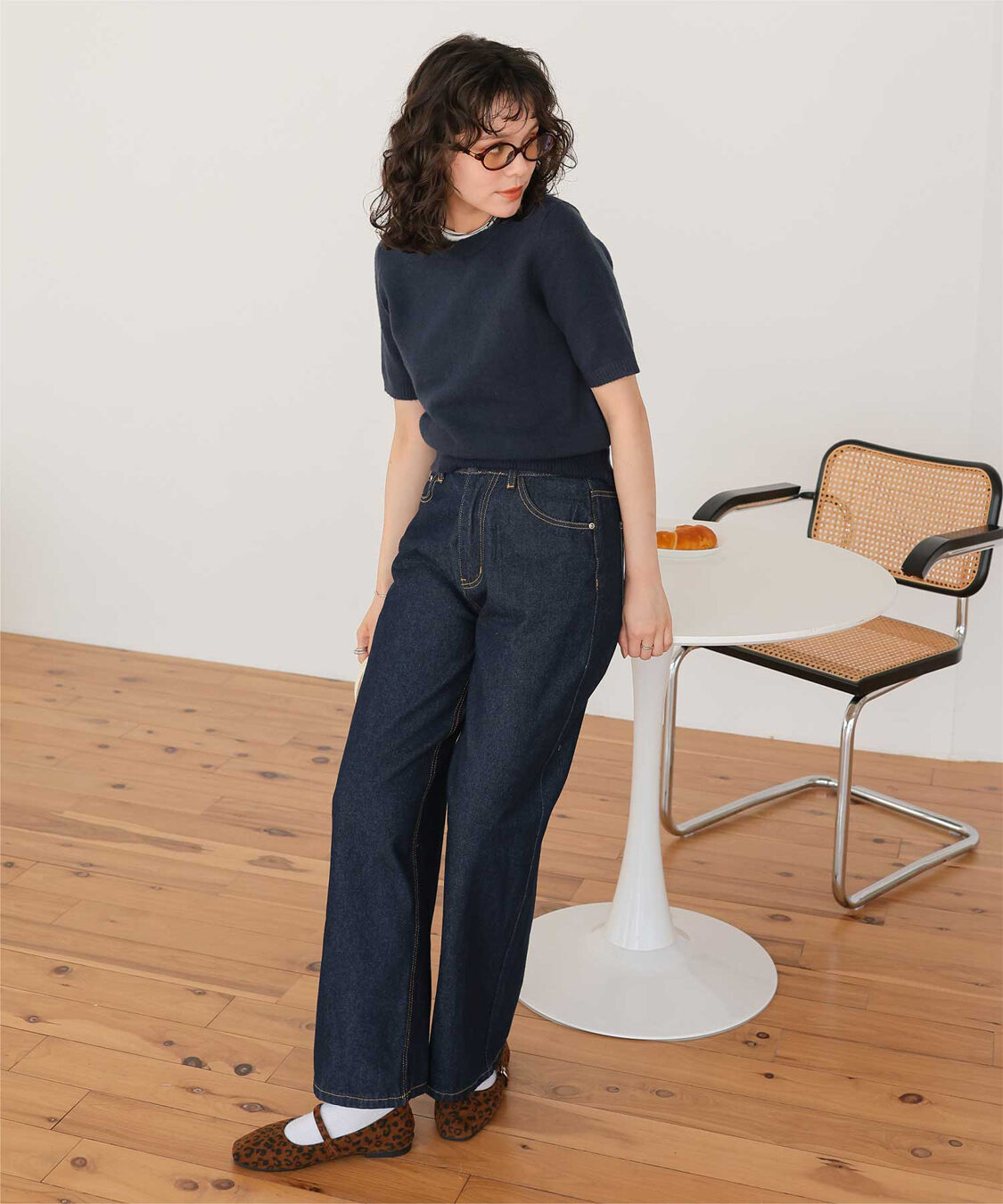 titivate「レイヤードデザインふわっとタッチハーフスリーブニット」|ニット・セーター|