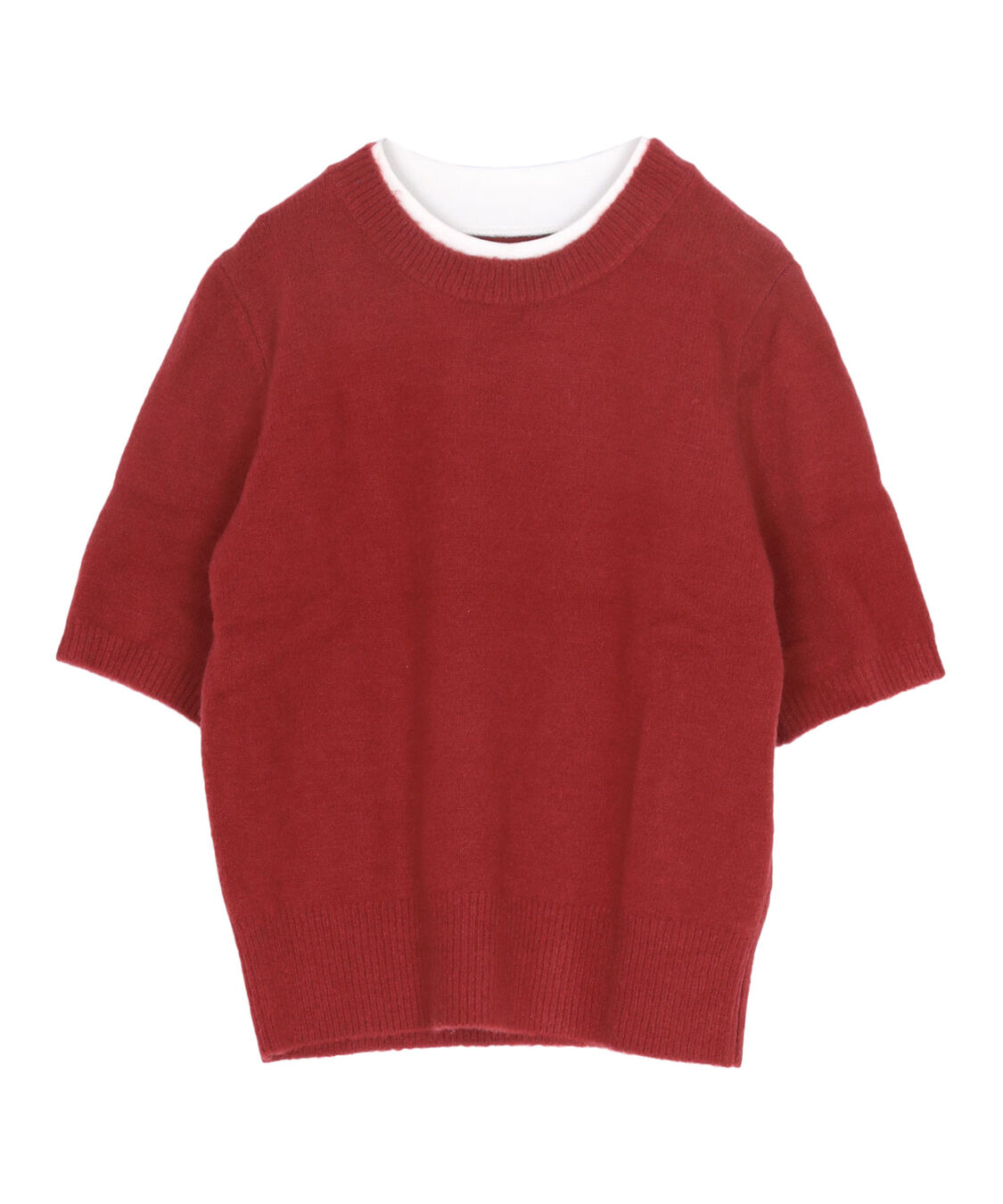 titivate「レイヤードデザインふわっとタッチハーフスリーブニット」|ニット・セーター|