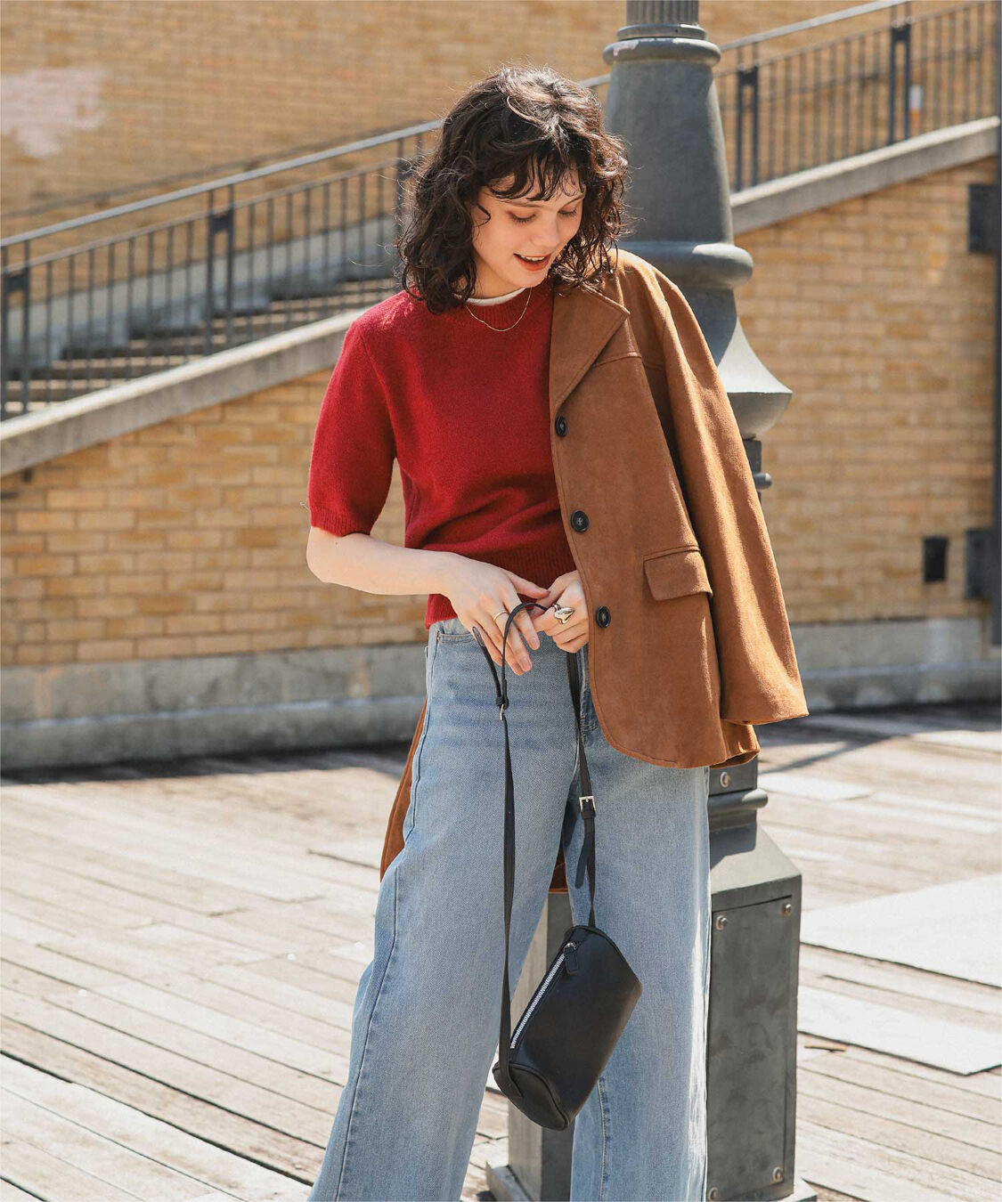 titivate「レイヤードデザインふわっとタッチハーフスリーブニット」|ニット・セーター|