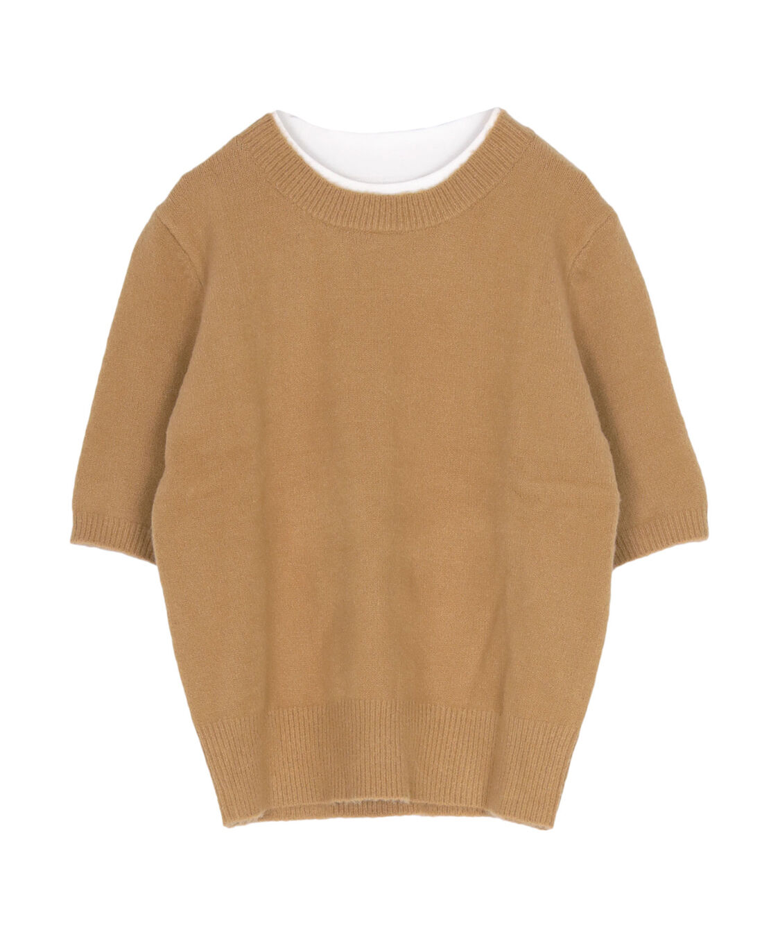 titivate「レイヤードデザインふわっとタッチハーフスリーブニット」|ニット・セーター|