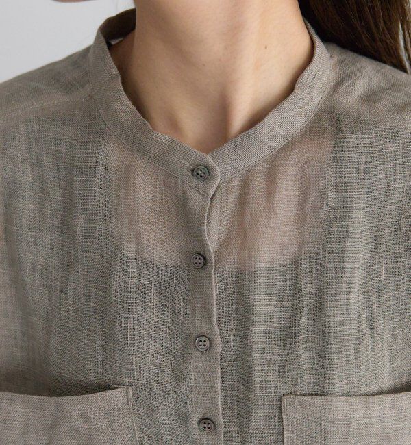  「シアーガーゼバンドカラーブラウス」|シャツ・ブラウス|