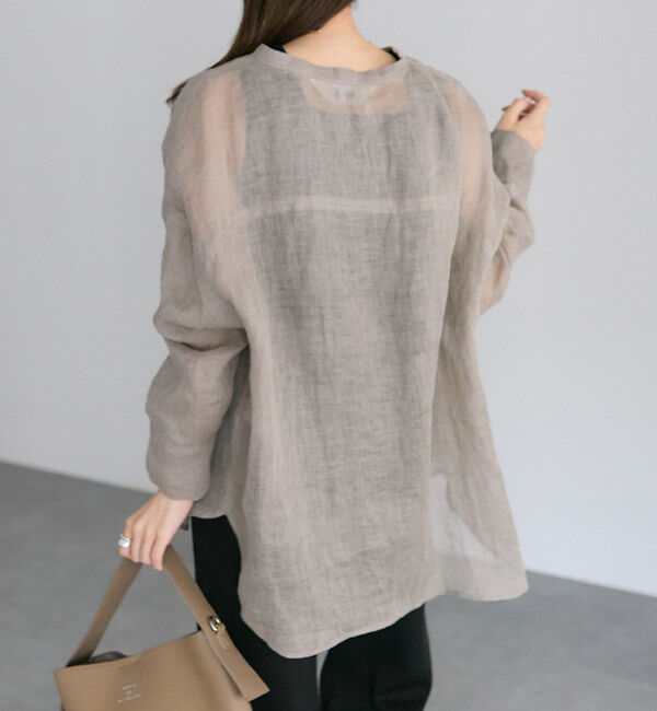  「シアーガーゼバンドカラーブラウス」|シャツ・ブラウス|