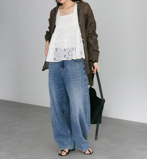  「シアーガーゼバンドカラーブラウス」|シャツ・ブラウス|