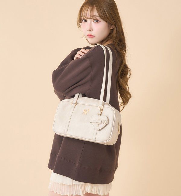  「ハートミラー付きスクエアボストンバッグ」|ショルダー・メッセンジャー|
