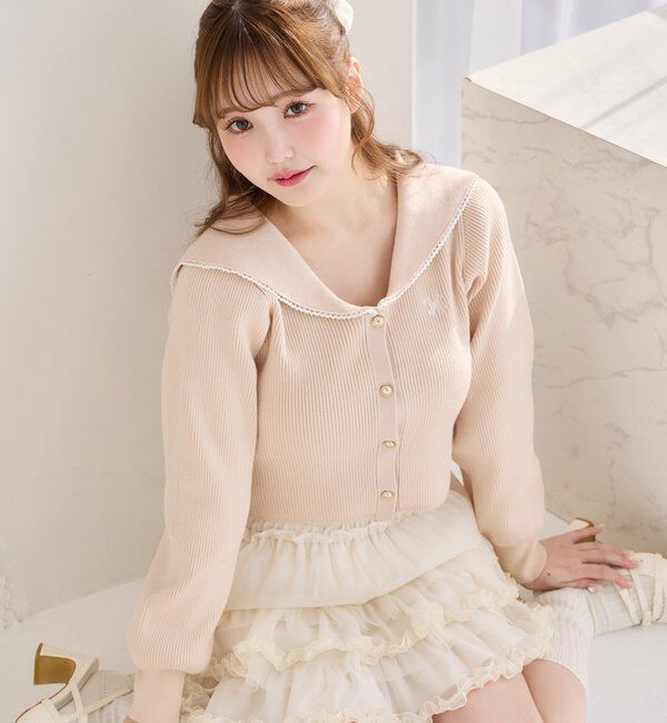  「ロゴ刺繍セーラーニット」|ニット・セーター|