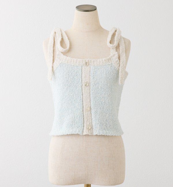  「【セットアップ可能】肩リボン配色ビスチェ」|ニット・セーター|