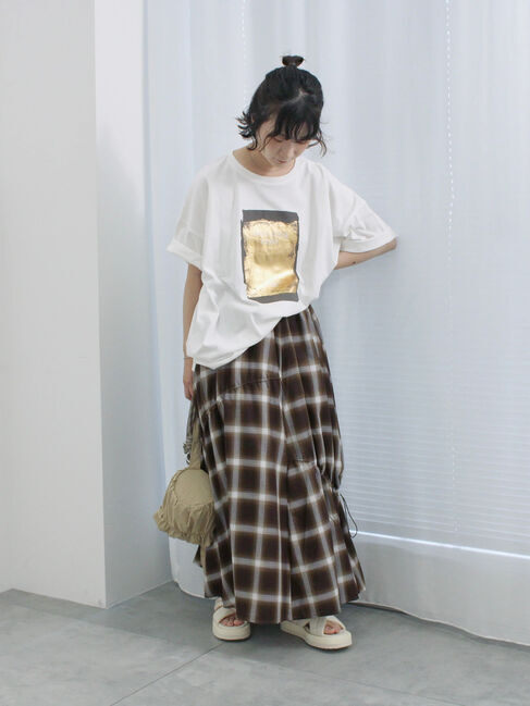 Samansa Mos2 blue「◎箔プリントTシャツ」|Tシャツ・カットソー|