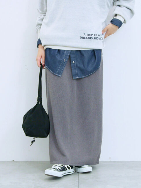 Samansa Mos2 blue「カットリブナロースカート」|スカート|