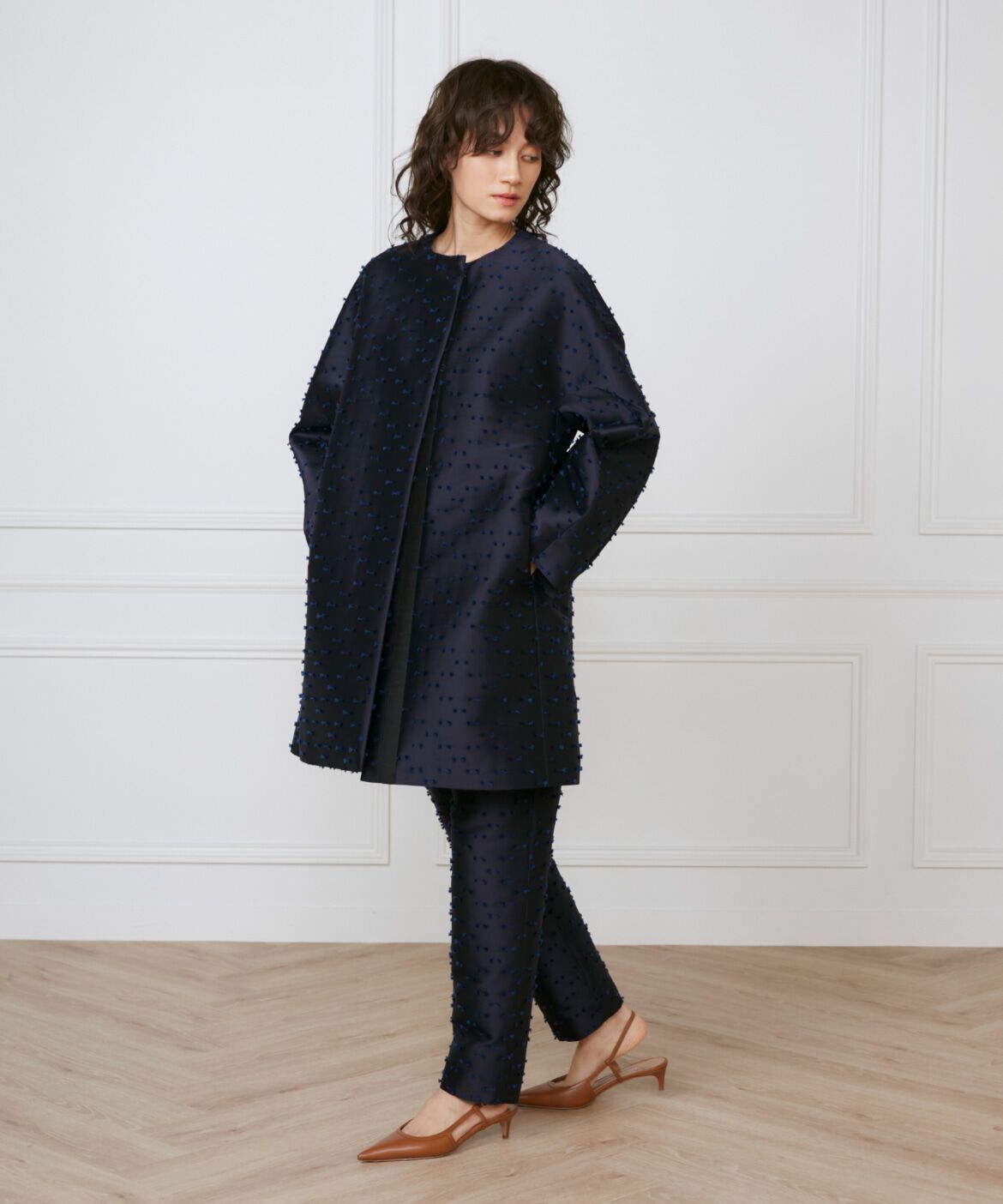 INED「ノーカラーAラインコート《la veille by SUPERIOR CLOSET》」|ピーコート|