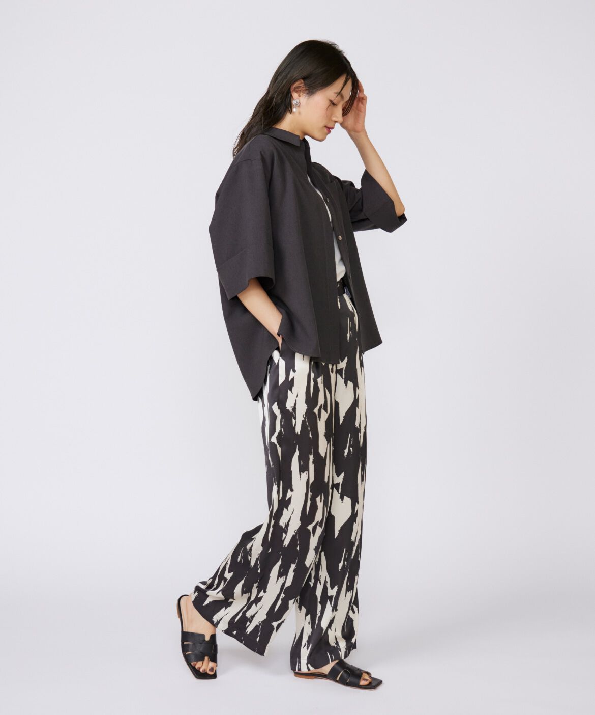 INED「《大きいｻｲｽﾞ》辛口ﾓｰﾄﾞなﾜｲﾄﾞｽﾘｰﾌﾞｼｬﾂ《三尋木奈 」|シャツ・ブラウス|