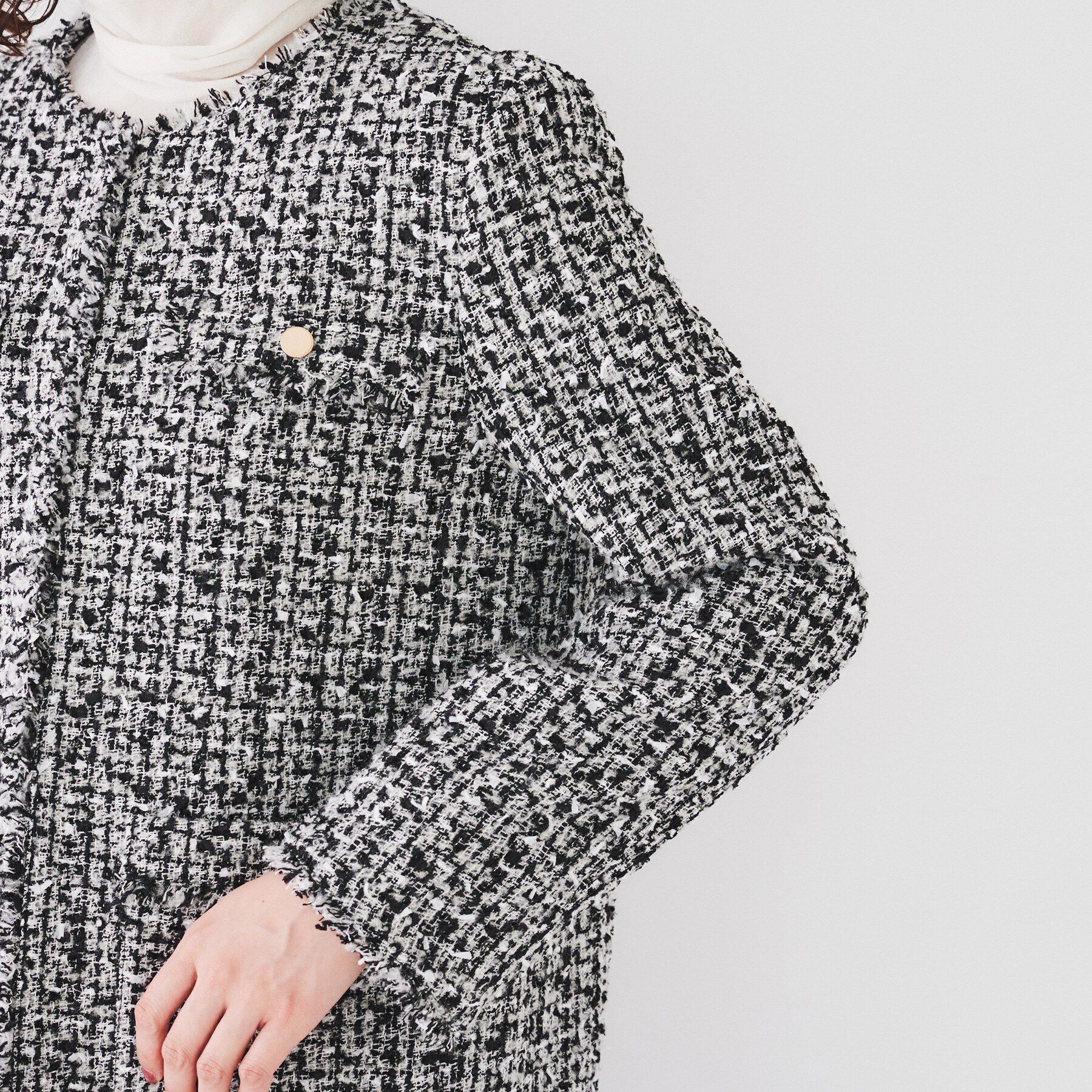 UNTITLED「【きれいめカジュアル/通勤/入卒】ファンシーツイード ジャケット」|ノーカラージャケット|