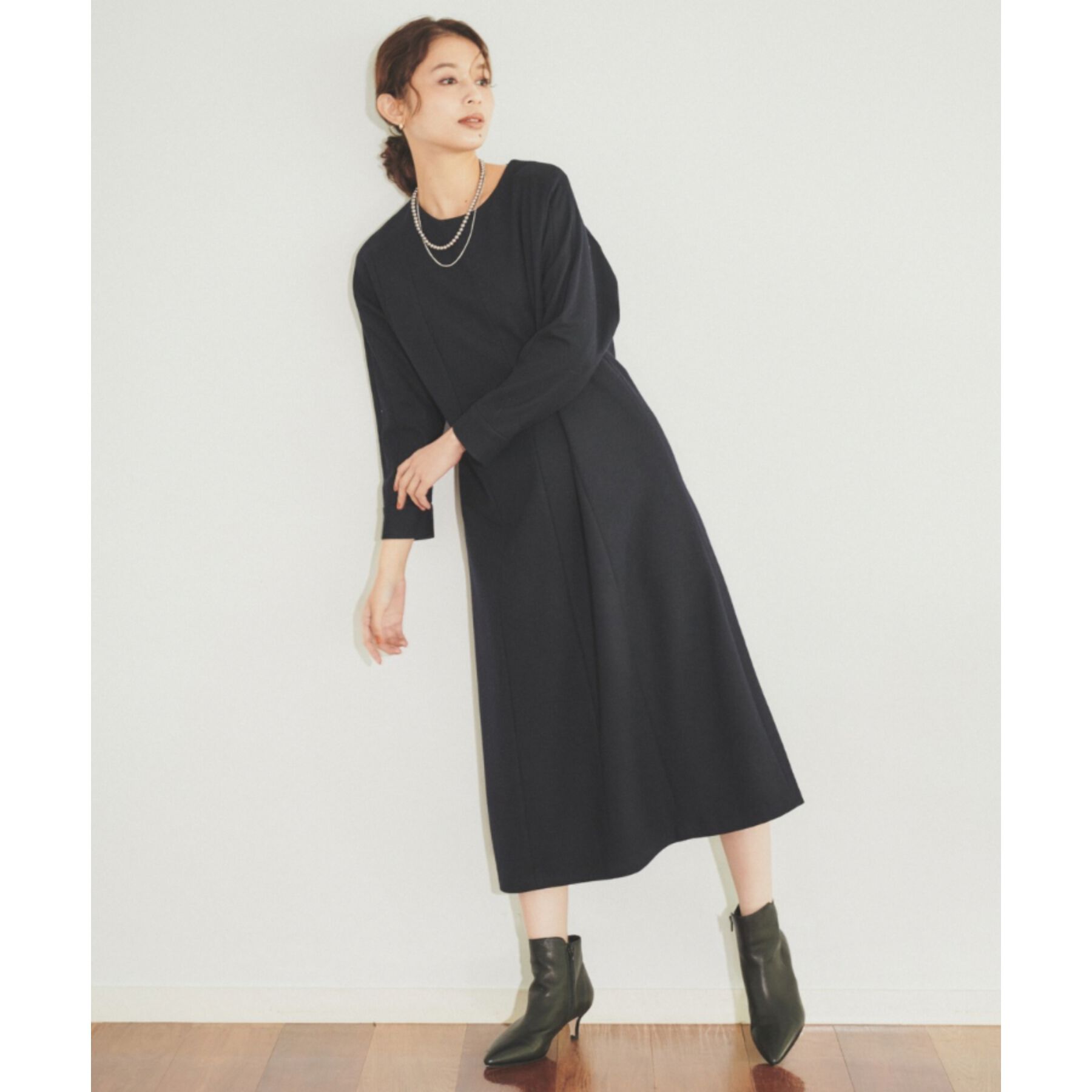 UNTITLED「【日本製/きれい目/ベルト付】ミルドジャージワンピース」|ワンピース|