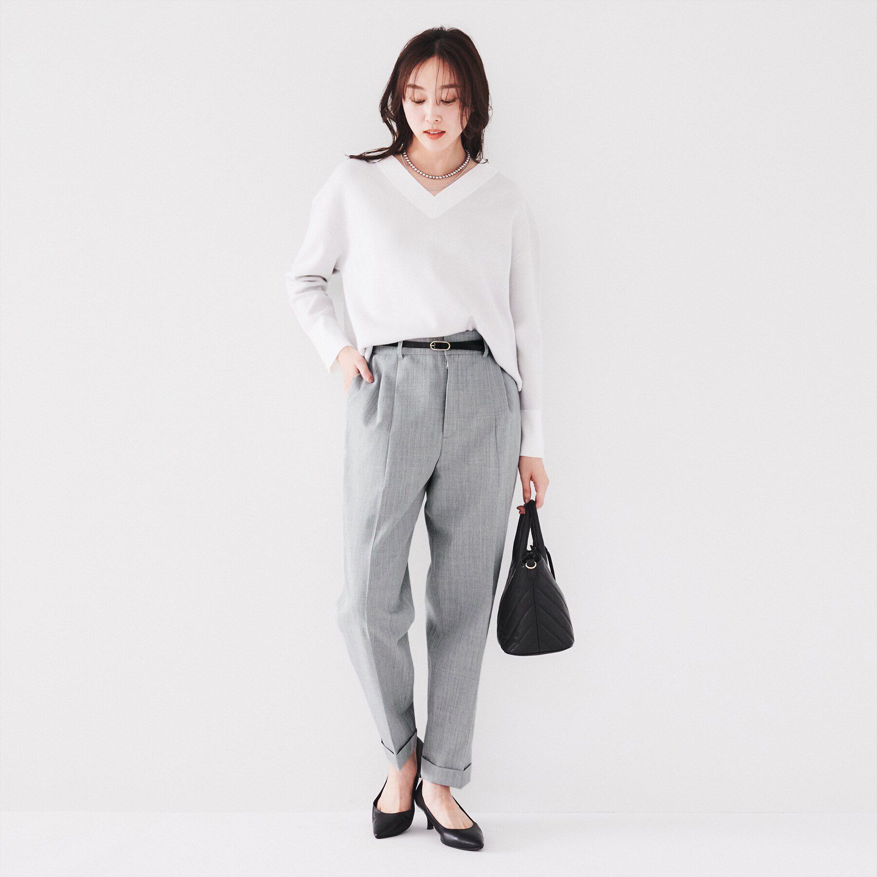 UNTITLED「【腰周りゆったり/ハイウエスト】ウールツイルパンツ」|その他|