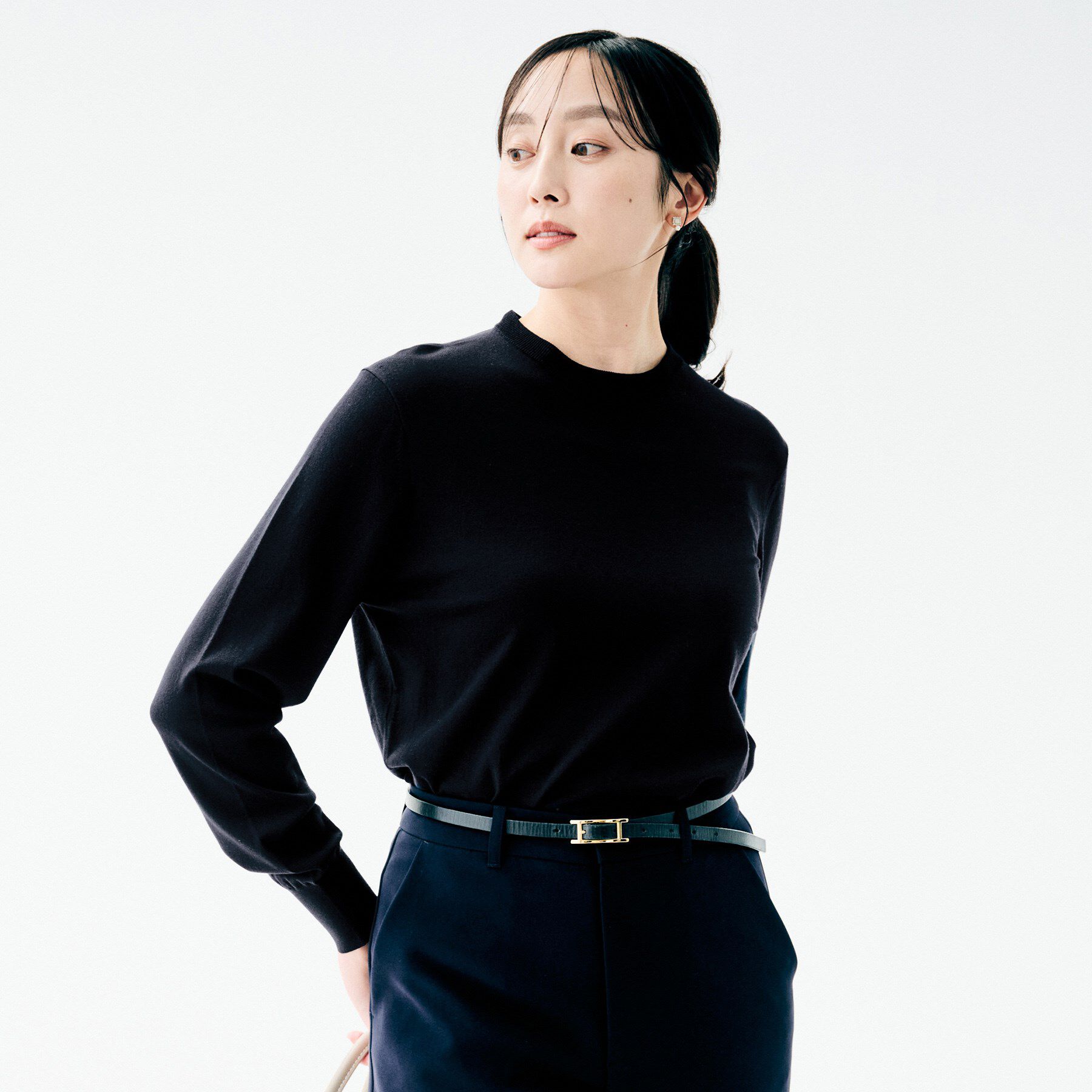 UNTITLED「【洗える/カジュアルフォーマル】2WAYレース襟ニットプルオーバー」|ニット・セーター|