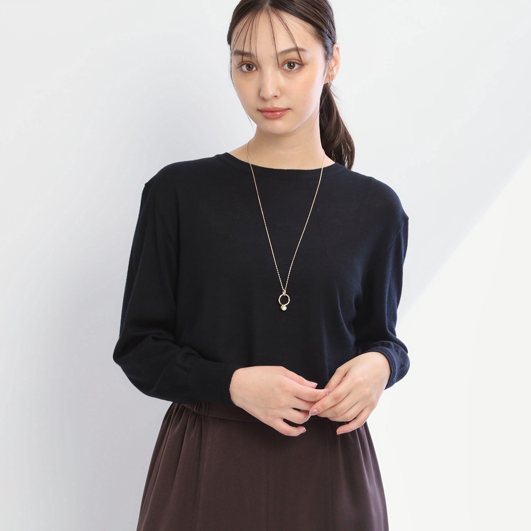 Reflect「【アンサンブル可能】きれいめベーシックニット」|ニット・セーター|ブラック(019)